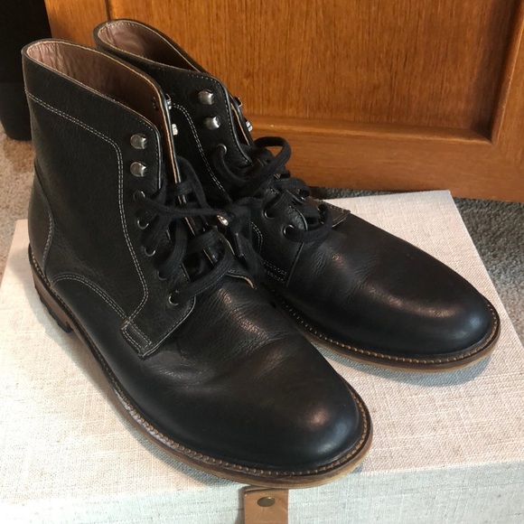 NWOT Warfield and Grand Simms ll black leather lace up boot 9 - Picture 1 of 7